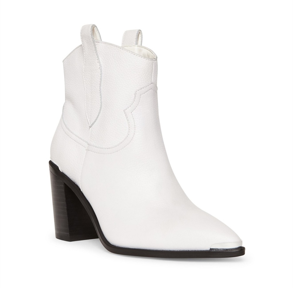 Steve Madden Zora White Leather Ankle Bootie SZ 6